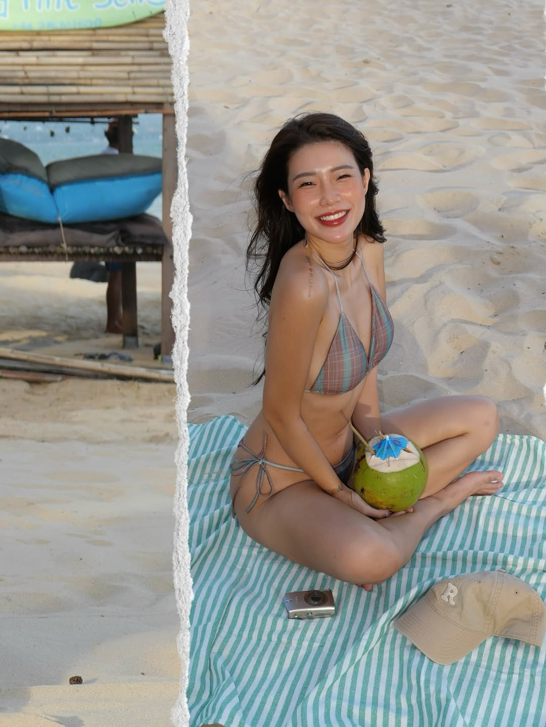 Thiết kế dây mảnh và dáng tam giác của bộ bikini đã khéo léo tôn lên vòng 1 đầy đặn và vòng 2 săn chắc, phẳng lì. (Ảnh: IGNV)