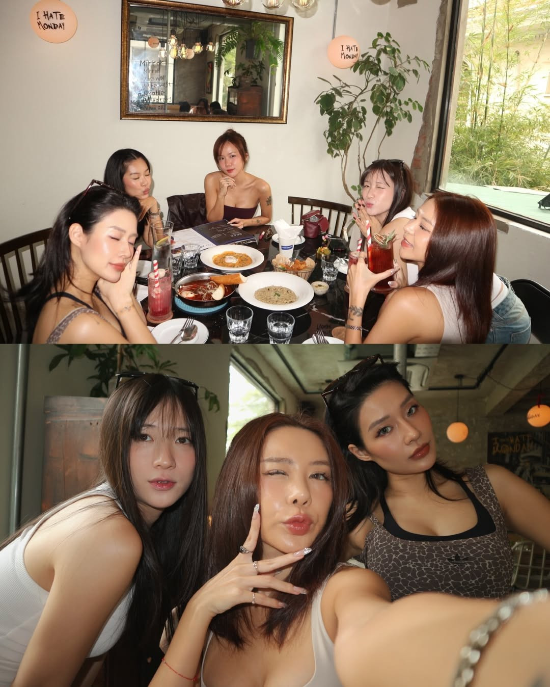 Trong những khung hình chụp chung, các người đẹp không ngần ngại khoe bụng bầu tròn trịa một cách đầy tự tin và phong cách.