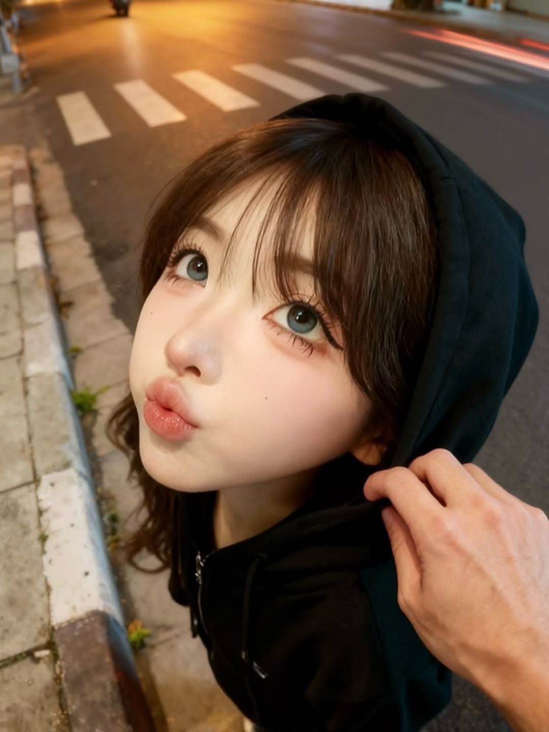 Xuất hiện trong bộ trang phục hoodie đen đơn giản, Yuka (còn được biết đến với nickname Yukako Kadowaki) đã có màn bắt trend thành công rực rỡ. Với góc chụp từ trên xuống, cô nàng khoe trọn gương mặt bầu bĩnh, đôi môi chúm chím và đôi mắt to tròn long lanh như chứa cả bầu trời sao. (Ảnh: IGNV)