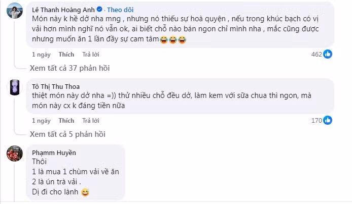 Những người yêu thích vải khác lại bày tỏ rằng món ăn này đang làm phí phạm nguồn vải tươi ngon. Họ cho rằng vải thiều ngon nhất khi ăn tươi, việc chế biến thành khúc bạch có thể làm mất đi độ giòn, mọng nước và hương vị tự nhiên đặc trưng của quả vải. "Vải tươi đang ngon thế này sao phải chế biến cầu kỳ làm gì, cứ để nguyên mà ăn là đỉnh nhất rồi!", một cư dân mạng bình luận.