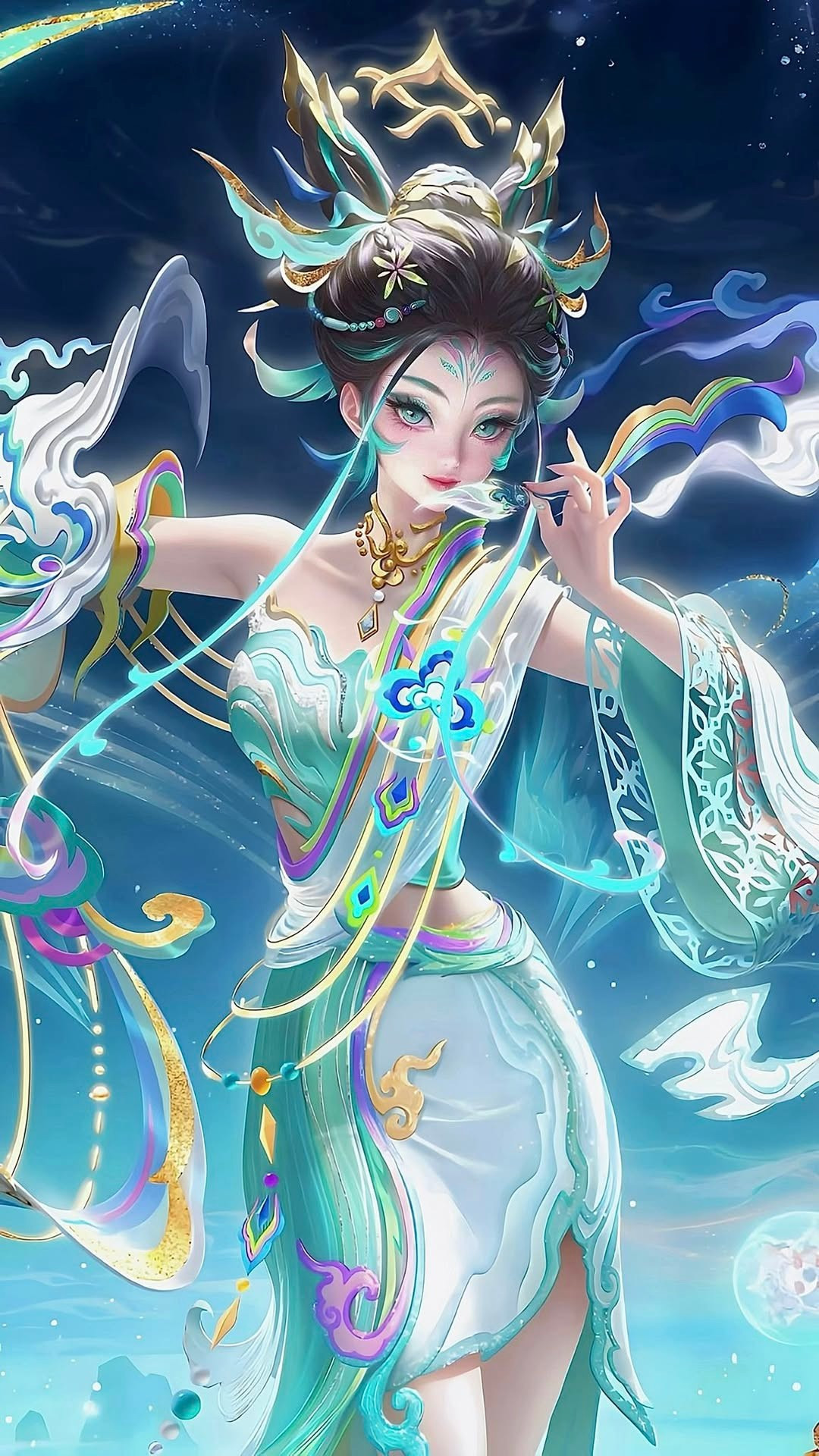 Veera Thất Sát - Thượng Sinh vốn là một trong những trang phục được mong đợi nhất dịp Tết 2025, mang phong cách thần thoại phương Đông với những đường nét mềm mại nhưng không kém phần uy nghiêm. Qua tay Yugi Kiều Oanh, vẻ đẹp của trang phục này như được nâng lên một tầm cao mới. (Ảnh: FBNV)