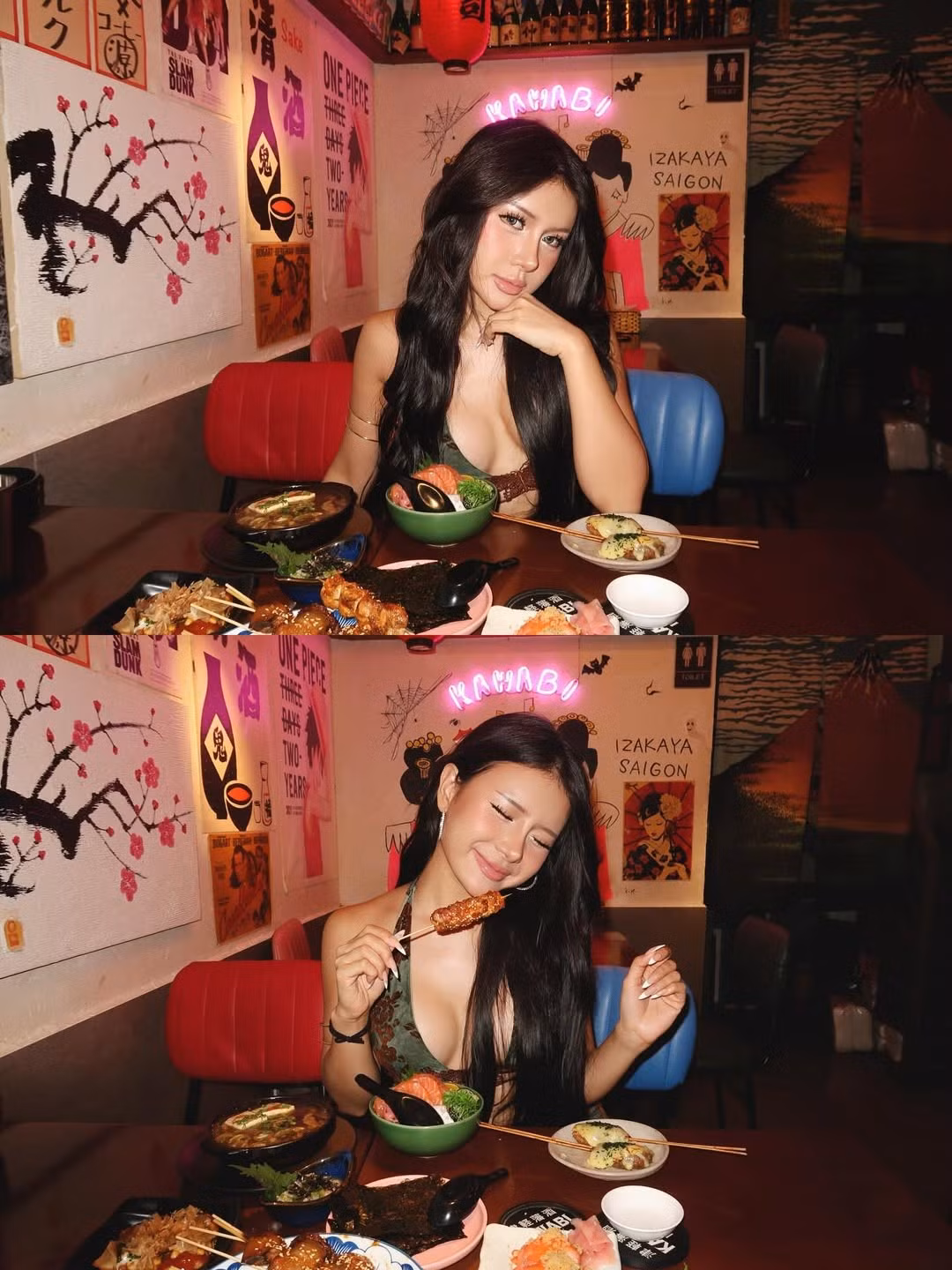 Mái tóc dài bồng bềnh cùng gương mặt được trang điểm kỹ lưỡng, nhấn mạnh vào đôi mắt to tròn và bờ môi căng mọng, đã làm nổi bật vẻ đẹp quyến rũ và trưởng thành của cô. (Ảnh: IGNV)