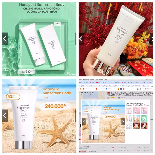 Sản phẩm Hanayuki Sunscreen Body - hộp 1 tuýp 100 gram bị yêu cầu thu hồi