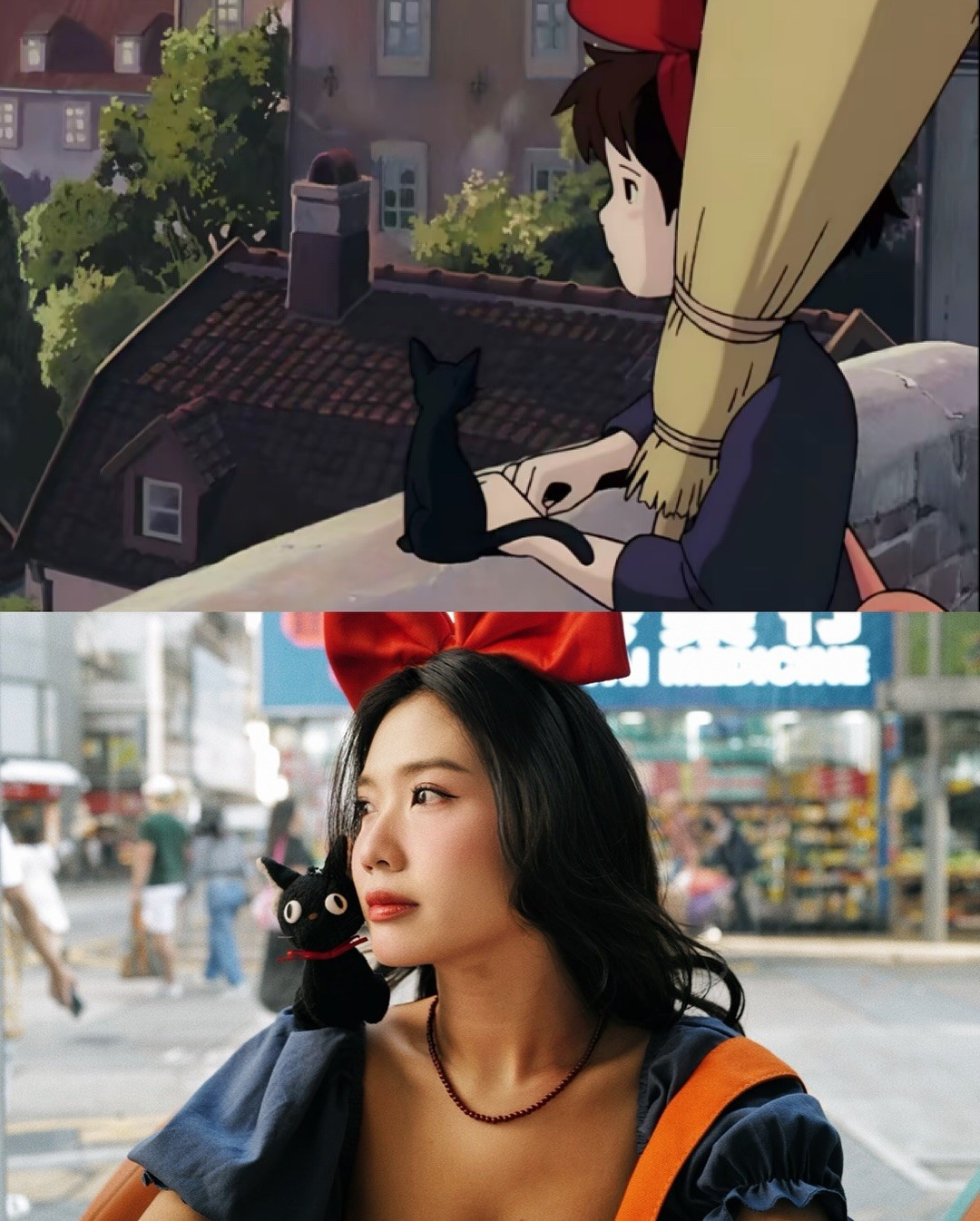 Mùa Halloween 2025 này, Chù đã chọn một nhân vật kinh điển của tuổi thơ là nàng phù thủy nhỏ Kiki trong bộ phim hoạt hình "Dịch vụ giao hàng của phù thủy Kiki" (Kiki's Delivery Service) của Studio Ghibli. (Ảnh: FBNV)