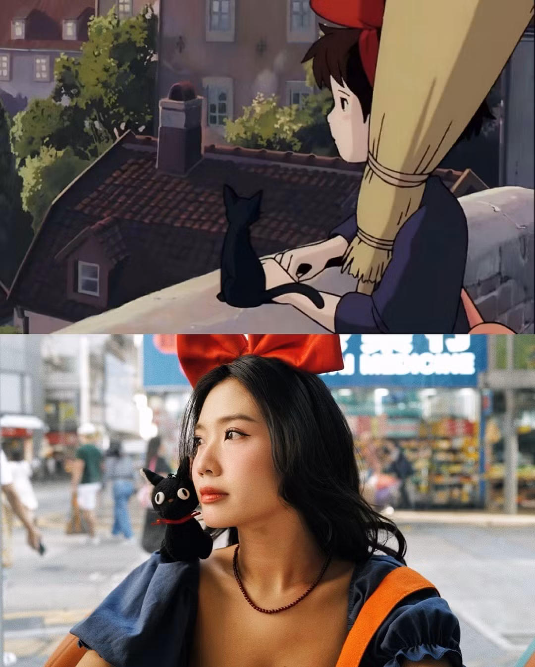 Mùa Halloween 2025 này, Chù đã chọn một nhân vật kinh điển của tuổi thơ là nàng phù thủy nhỏ Kiki trong bộ phim hoạt hình "Dịch vụ giao hàng của phù thủy Kiki" (Kiki's Delivery Service) của Studio Ghibli. (Ảnh: FBNV)