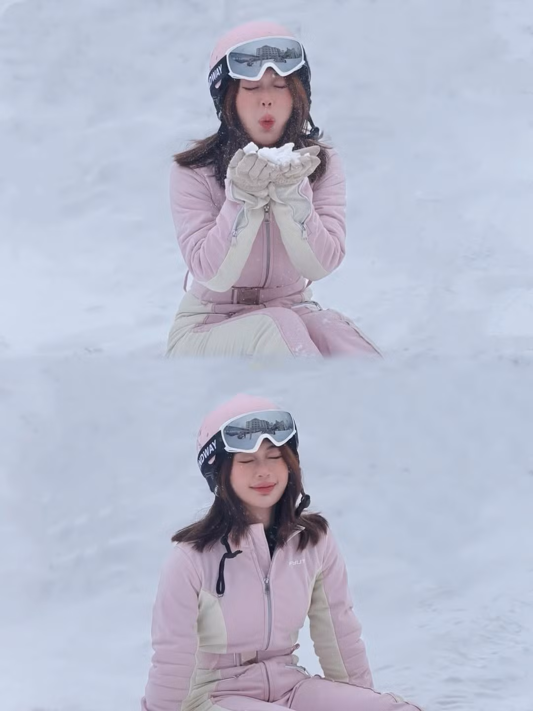 Thiết kế ôm sát giúp Sun HT khoe khéo vóc dáng mảnh mai, cân đối dù đang ở giữa khung cảnh tuyết trắng xóa. (Ảnh: IGNV)