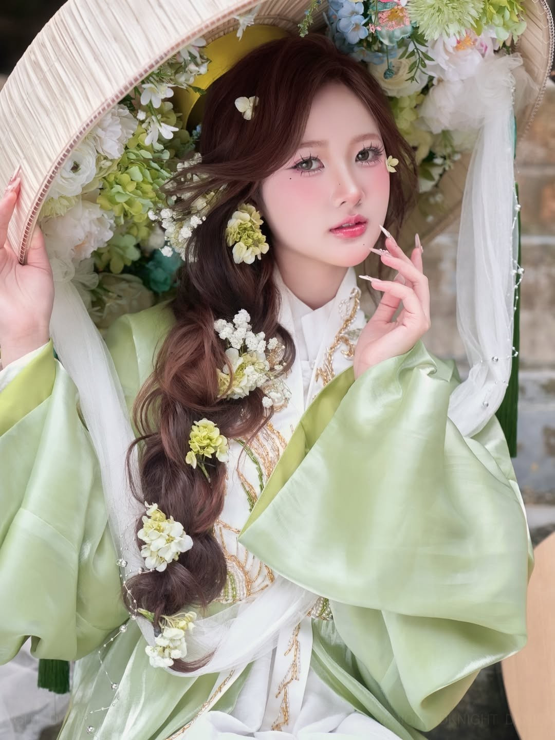 Sở hữu nhan sắc trong veo và thần thái đài các, cô nàng một lần nữa khẳng định sức hút của một "vợ quốc dân" trong lòng người hâm mộ khi diện thiết kế Việt phục trong bộ ảnh mới đây. (Ảnh: IGNV)