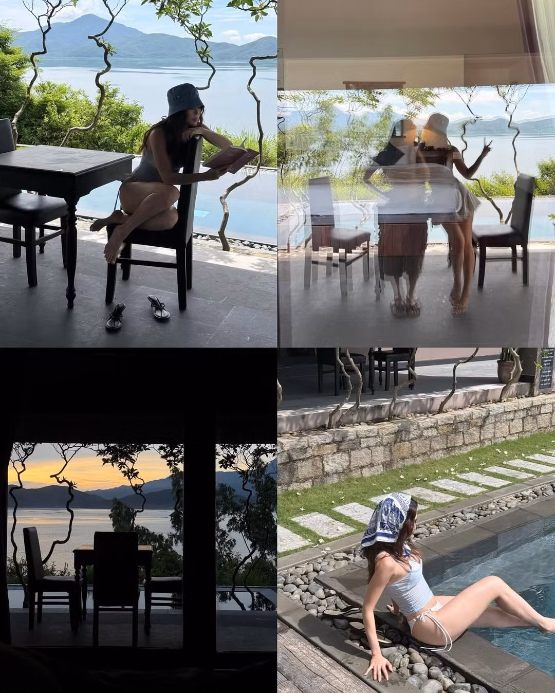 Trong những bức ảnh được đăng tải, Sun HT diện bikini hai mảnh đơn giản, khoe trọn đường cong cơ thể. Đặc biệt, vòng eo thon gọn cùng đôi chân dài miên man của cô đã nhận được nhiều lời khen ngợi.