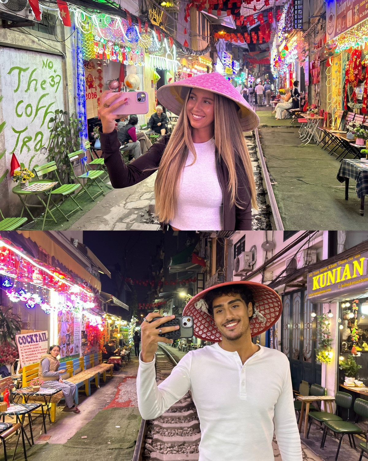 Cả hai cũng cùng nhau đội nón lá - biểu tượng truyền thống của người Việt Nam. (Ảnh: IG @kamal_khrr)