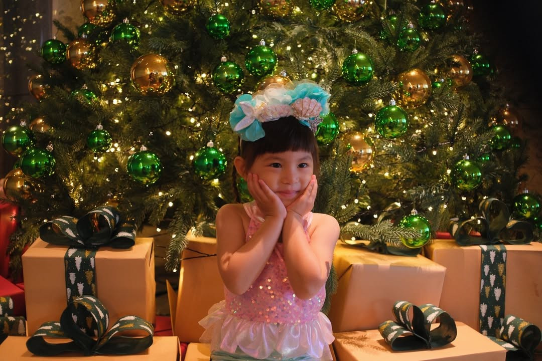 Nhiều người hâm mộ không khỏi xuýt xoa, gọi Pam là "Nàng tiên cá của bác/chú/cô" và bày tỏ sự thích thú trước sự sáng tạo của mẹ Salim khi kết hợp chủ đề Tiên Cá với không khí Giáng Sinh. (Ảnh: @pamyeuoi)