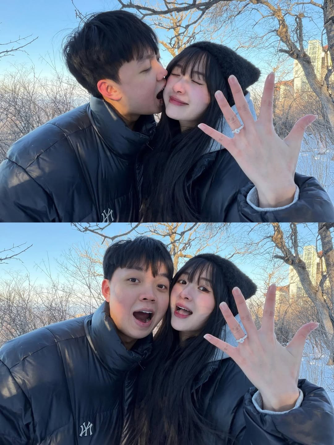 Mới đây, cộng đồng Liên Quân Mobile Việt Nam được một phen "dậy sóng" khi cựu tuyển thủ lừng danh ADC (Trần Đức Chiến) chính thức công khai khoảnh khắc cầu hôn thành công bạn gái lâu năm - hot girl Phan Kim Chung. Màn cầu hôn ngọt ngào diễn ra trong khung cảnh tuyết trắng xóa, đánh dấu một chương mới cho chuyện tình đẹp bậc nhất làng eSports Việt. (Ảnh: IG @kimchunqg)