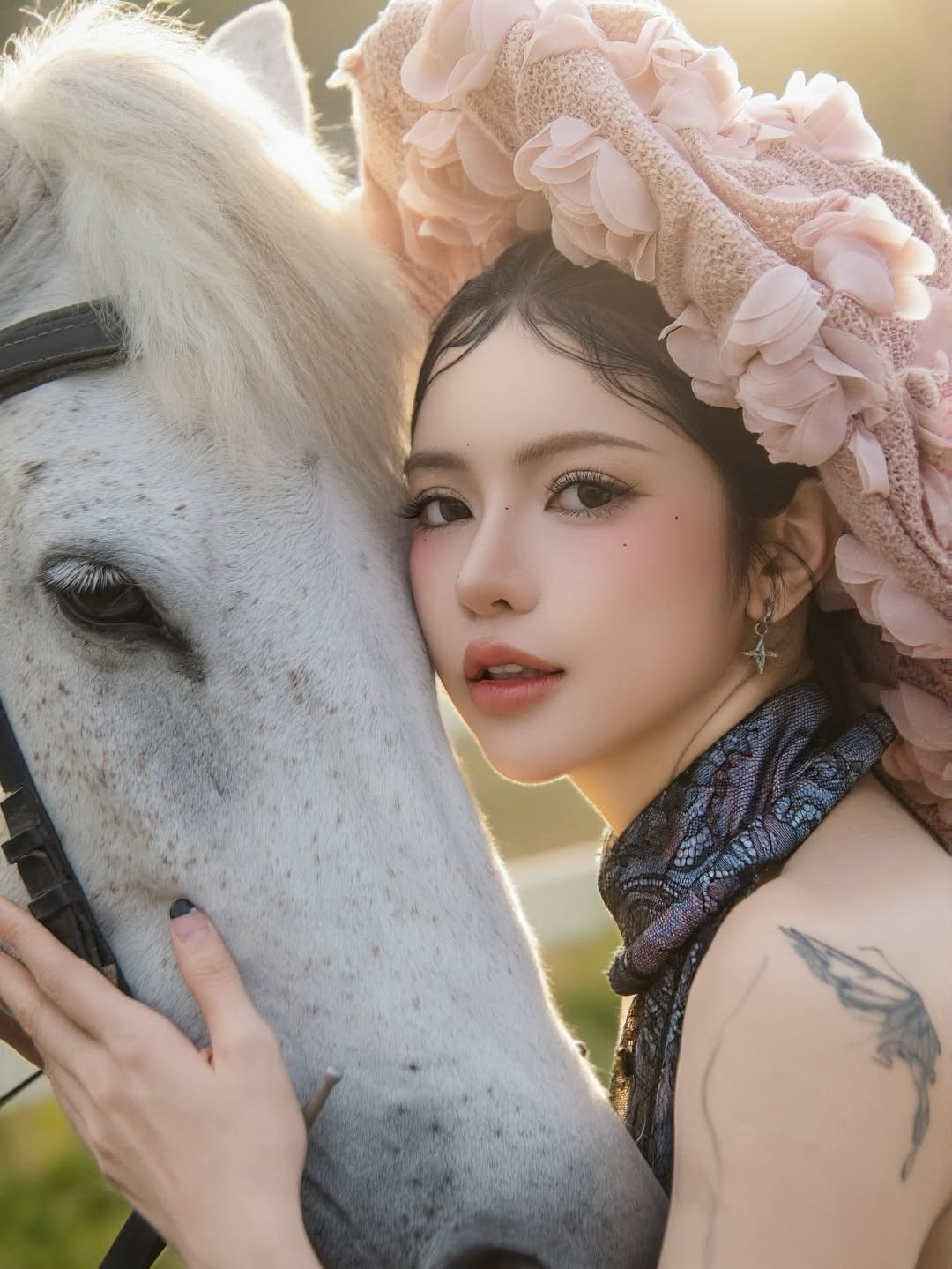 Diện trên mình chiếc váy yếm ren tối màu với những họa tiết tinh xảo, Ciin khoe trọn bờ vai trần mảnh mai và tấm lưng trần gợi cảm. (Ảnh: IGNV)