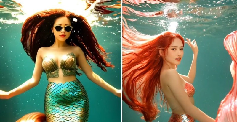 Người dùng chỉ cần tìm kiếm hiệu ứng "AI Mermaid" trực tiếp trên TikTok, chọn một tấm ảnh rõ mặt và để AI tự động xử lý đã có video sống ảo "triệu like".