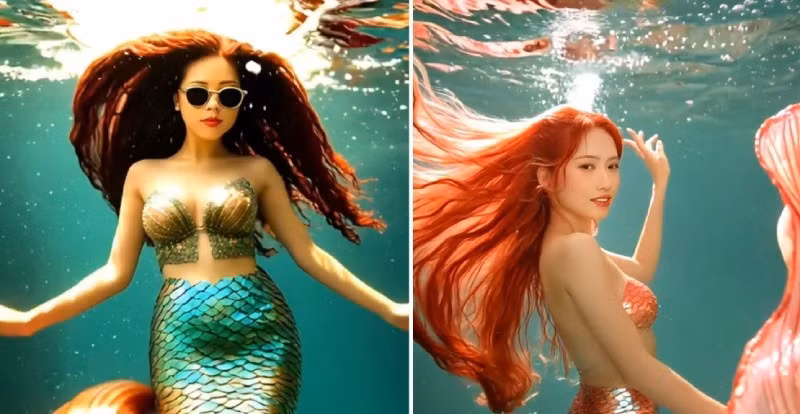Người dùng chỉ cần tìm kiếm hiệu ứng "AI Mermaid" trực tiếp trên TikTok, chọn một tấm ảnh rõ mặt và để AI tự động xử lý đã có video sống ảo "triệu like".