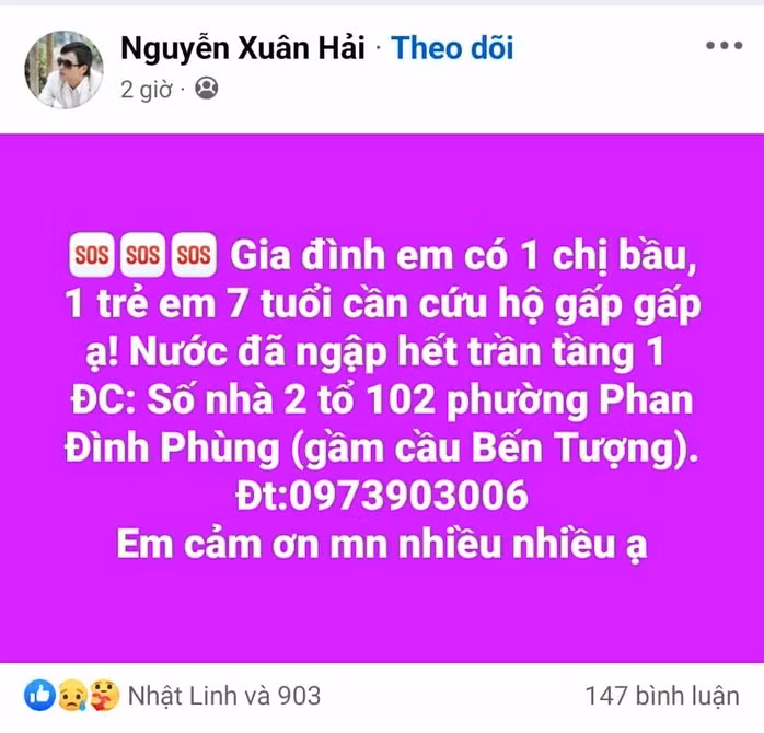 Trong bối cảnh khó khăn này, mạng xã hội đã trở thành kênh thông tin cứu trợ khẩn cấp quan trọng, lan tỏa mạnh mẽ những lời cầu cứu từ người dân và kêu gọi sự hỗ trợ từ khắp nơi.