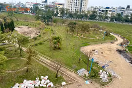 Vườn hoa Nhật Tân rác thải ngổn ngang, nhiều khu vực bị chiếm dụng