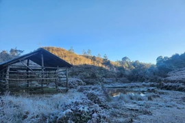 Băng giá xuất hiện lần hai ở Y Tý, cảnh sắc mờ ảo hút khách