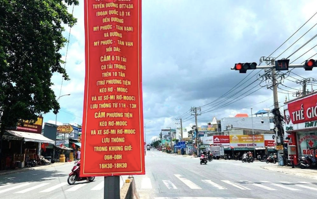 ĐT.743A là một trong ba tuyến đường cấm ô tô tải trọng lớn, container đi vào giờ cao điểm. Ảnh Tiền phong screen-shot-2025-09-14-at-155056.png