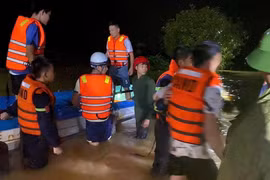 Kịp thời ứng cứu 7 người dân bị nước lũ cô lập ở Quảng Trị