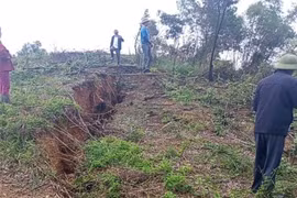 Xuất hiện vết nứt lớn trên đồi, Hà Tĩnh khẩn trương sơ tán người dân
