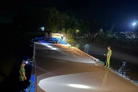 Bắt giữ 2 phương tiện chở cát lậu ở Vĩnh Long