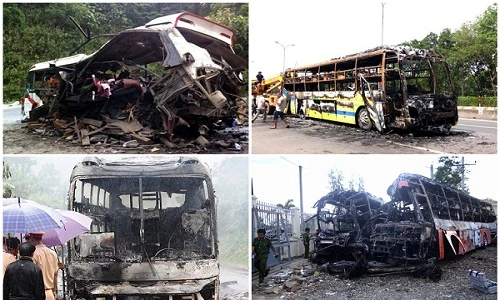 Ám ảnh hiện trường loạt vụ cháy nổ xe khách thảm khốc