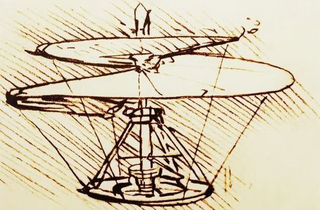 Kết quả thử nghiệm cho thấy trực thăng do da Vinci thiết kế có thể tạo ra cùng một lực nâng trong khi quay chậm hơn, có nghĩa tiêu thụ ít năng lượng hơn giải pháp hiện đại. Ảnh: leonardodavincisinventions.com.