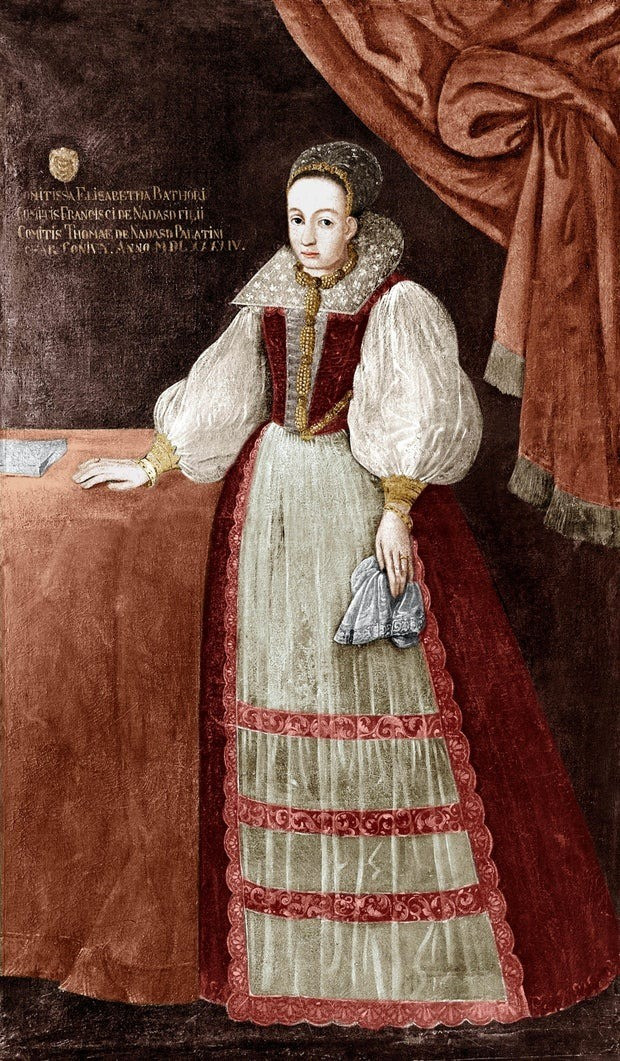Elizabeth Bathory (1560 - 1614) được nhớ đến là nữ bá tước khét tiếng lịch sử. Xuất thân trong dòng họ quý tộc lâu đời và giàu có ở Hungary, bá tước Elizabeth thông minh, xinh đẹp nhưng cực kỳ tàn ác. Ảnh: Apic/Bridgeman via Getty Images.
