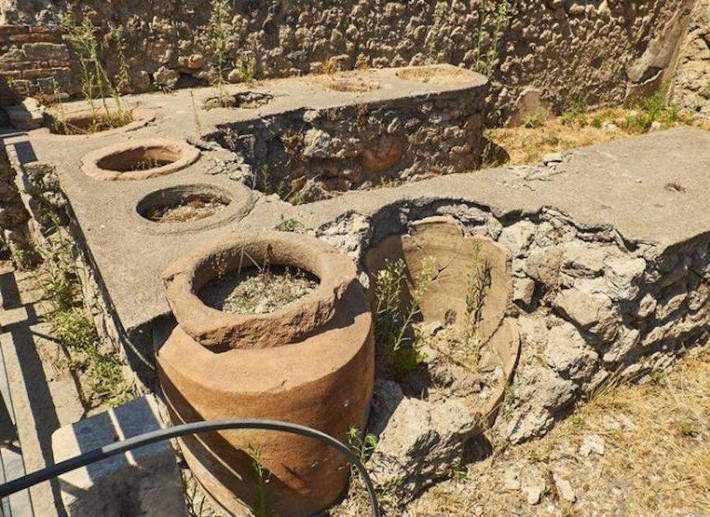 Các chuyên gia cho hay những quán ăn này chủ yếu bán đồ ăn cho tầng lớp thấp trong xã hội Pompeii. Họ là những người thiếu dụng cụ nấu nướng hoặc tiện nghi riêng để ăn uống và giao lưu. Hơn 100 thermopolia có niên đại khoảng 2.000 năm tuổi này từng là những cơ sở kinh doanh phát đạt với các sản phẩm gồm: bánh mì, cá mặn, đậu lăng, phô mai nướng và rượu. Ảnh: allthatsinteresting.