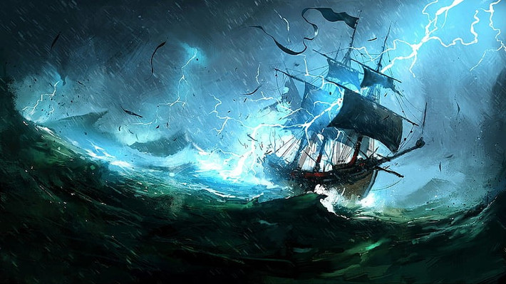 Tại Dwarka, tàu SS Vaitarna đón thêm nhiều hành khách tham gia chuyến hải hàng, nâng tổng số người có mặt trên tàu lên khoảng 700. Khi tàu rời Dwarka đi Porbandar, tâm bão nằm cách đó chưa đầy 400 km về phía nam. Con tàu di chuyển với tốc độ khoảng 16 km/h. Ảnh: peakpx.
