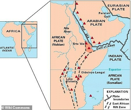 Nhóm nghiên cứu nhận thấy khí tại trường địa nhiệt Meengai ở trung tâm Kenya có dấu hiệu hóa học đến từ sâu bên trong lớp phủ của Trái đất, có khả năng từ giữa đáy lớp phủ và lõi. Ảnh: Wiki Commons.