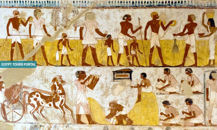 Ngay cả sau khi qua đời, các pharaoh Ai Cập cũng như tầng lớp hoàng tộc, quý tộc... cũng vẫn mong muốn có thể hưởng thụ những lạc thú chốn trần gian giống như khi còn sống. Ảnh: egypttoursportal.