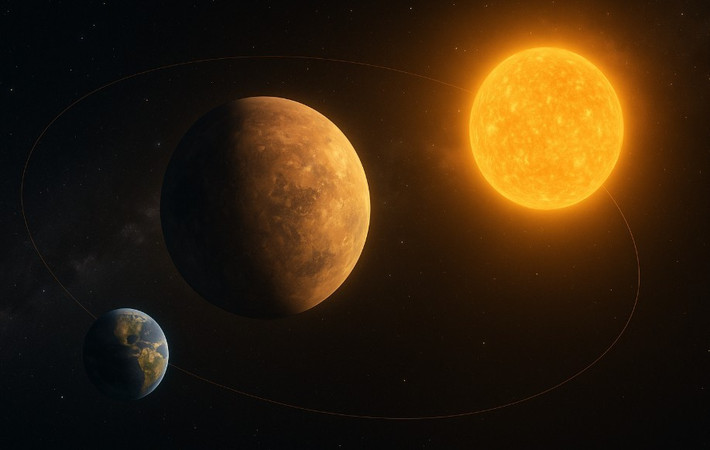 Kepler-725c quay quanh ngôi sao chủ sau mỗi 207,5 ngày, một chu kỳ khá gần với Trái đất. Ngoại hành tinh này chỉ có thể sinh sống được trong một phần của mỗi chu kỳ 207,5 ngày Trái đất. Hiện Kepler-725c quay quanh một ngôi sao cách xa 2.472 năm ánh sáng. Ảnh: fisicapop.it.
