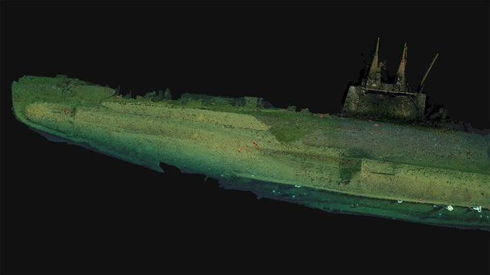 Giống như các tàu ngầm thời kỳ đầu, tàu ngầm USS F-1 có kích thước khá khiêm tốn với chiều dài 43,5m. Ảnh: Zoe Daheron; Woods Hole Oceanographic Institution.