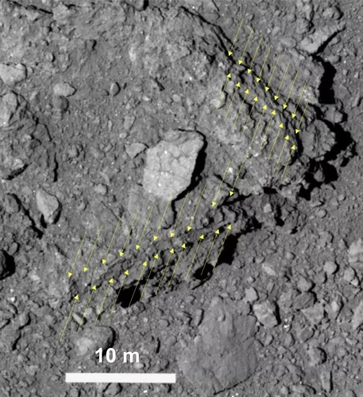 Giới nghiên cứu xếp Ryugu vào tiểu hành tinh loại C (carbon). Giống như các tiểu hành tinh loại C khác, Ryugu có khả năng chứa vật liệu từ tinh vân - đám mây khổng lồ của bụi và khí đã sinh ra Mặt trời và nó các hành tinh cách đây hàng tỉ năm. Ảnh: 2019 Seiji Sugita et al., Science.
