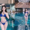Hot girl Nghệ An khoe dáng 'đẹp từng centimet' bên hồ bơi