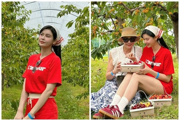 Trương Quỳnh Anh du hí cùng bố mẹ ở Mỹ