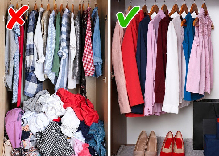 Những bộ quần áo không sử dụng đến: Nếu trong vòng 1 năm mà bạn không mặc đến những bộ quần áo đó thì nên loại bỏ chúng ngay ra khỏi tủ của mình.