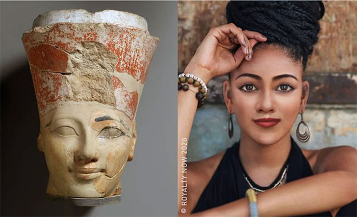 Một nữ hoàng khác của Ai Cập cổ đại, Nữ hoàng Hatshepsut con gái của pharaon Thutmosis I, bà trị vì Ai Cập từ 1479-1458 TCN.