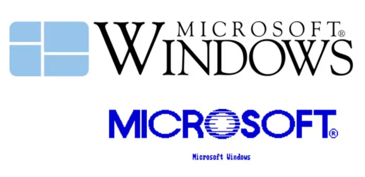 Lúc đầu, Windows gần như không có logo. Hình trên hộp sản phẩm, màn hình chào mừng và quảng cáo cho Windows 1.0 (1985) và 2.0 (1987) thường sử dụng một từ "Microsoft Windows" mà không có biểu tượng nào bên cạnh.