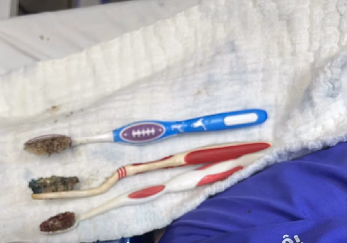 3 bàn chải đánh răng được gắp ra thành công.