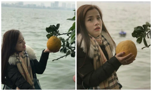 Chân dung cô nàng dễ thương lỡ tay làm rụng bưởi trên chùa