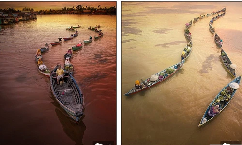 Hình ảnh đẹp ngỡ ngàng về chợ nổi Indonesia