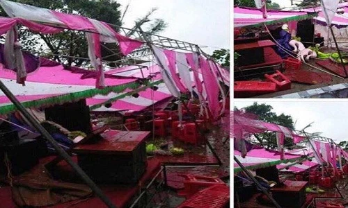 Dân mạng đăng ảnh rạp cưới... tan hoang sau bão số 2