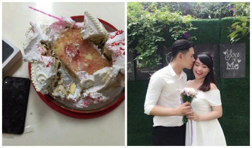 "Soái ca" 9X tặng vợ sắp cưới bánh kem kẹp iPhone 7