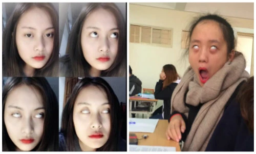 Gái xinh Việt đua nhau chụp ảnh mắt trắng dã gây sốc