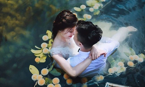 Ảnh cưới dưới nước như chốn bồng lai của cặp Hà thành