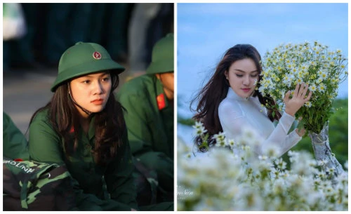 Chân dung nữ tân binh xinh đẹp nổi bật ngày nhập ngũ