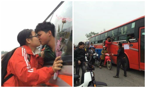 Nghẹ ngào khoảnh khắc lứa đôi quyến luyến ngày nhập ngũ