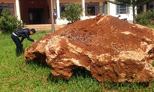 Cận cảnh tảng đá 20 tấn nghi khoáng sản cực quý ở Lâm Đồng